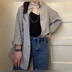 Dockers grey plaid long sleeve button up shirt